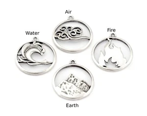 Colgante Cuatro Elementos Tierra, Aire, Agua, Fuego Dijes Plata Antigua Plat 4900 - Imagen 1 de 2