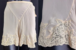 Vintage 1930s Lingerie Pink Silk Lace Trim Tap Pants Bias Cut French Knickers - Picture 1 of 2