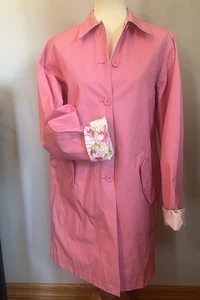 Crazy Horse Liz Claiborne Jacke rosa wendbar Damen L Blumen Knopfleiste LESEN - Bild 1 von 13