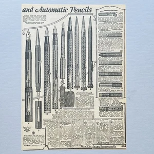 1930s Art Deco FOUNTAIN PENS AUTOMATIC PENCILS STATIONERY Sears 2-pg Ad Catalog - Picture 1 of 6
