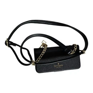 Kate Spade New York Crossbody Wallet Black Textured Cell Phone Case iPhone XR - Picture 1 of 6