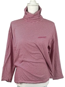 Y2K 90" Espirit De Corp EDC Group Women Top S Red Striped Long Sleeve Turtleneck - Picture 1 of 20