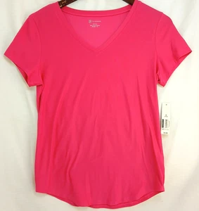 Neu mit Etikett No Boundaries M rosa V-Ausschnitt Kurzarm Tee T-Shirt Active Stretch Pullover - Bild 1 von 7