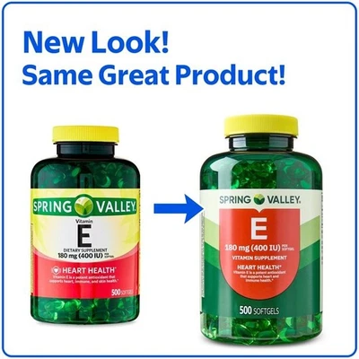 Spring Valley Vitamin E 180 mg (400 IU) Dietary Supplement, 500 Softgels - Image 1 of 4