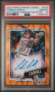 2024 Topps Cosmic Chrome Autos Corbin Carroll Orange Galactic 2/25 Auto PSA 10 - Picture 1 of 3