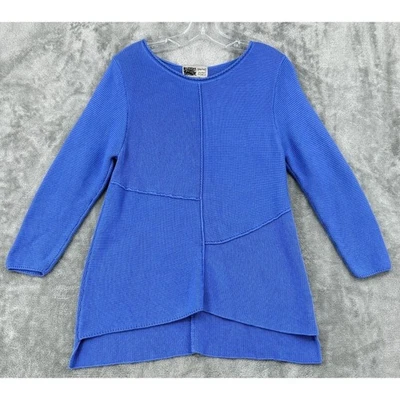Habitat Sweater Small Patchwork Cozy Casual Pullover Artsy Lagenlook Cozy Blue - Image 1 of 4