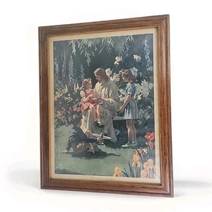 Vintage Jesus "What Happened to Your Hand" Oak Framed Print Large 21 x 27 inches - Bild 1 von 11