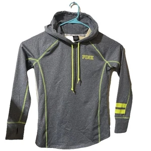 Victoria Secret ROSA Sudadera Activa Con Capucha Gris y Amarillo Neón Reflectante Talla M - Imagen 1 de 9