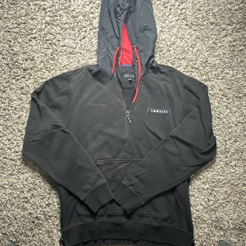 Suéter Vintage Cookies Negro Media Cremallera Sudadera con Capucha con Capucha Roja Mediano Foto 1 de 4