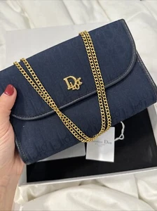 Dior Vintage Monogram Oblique Trotter Navy Tasche goldfarben mit Box - Bild 1 von 12