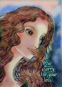 Sympathy Sorry for loss Big Eyes Girl Orig Design Kunstkarten 5 x 7 10er Box - Bild 1 von 1