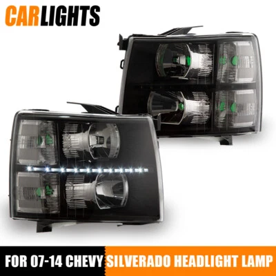 2X LED DRL Headlights Fit For 2007-13 Chevy Silverado 1500 2007-14 2500HD 3500HD Foto 1 de 4