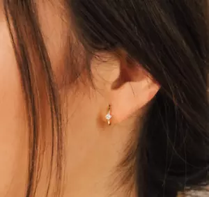 Diamond Huggie Earrings by Caitlyn Minimalist • Small Diamond Hoop Earrings - Picture 1 of 3