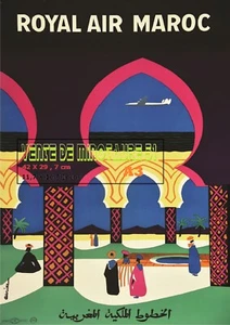 Royal Air Maroc vers 1950 - le bâtiment - affiche plastifiée - Foto 1 di 24