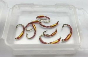 Mouche Pêche Jaune Joues Rouge Holographique Buzzers Paquet De 8 #28A - Photo 1/2
