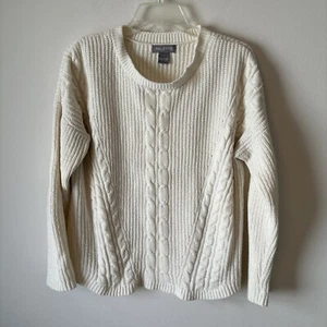 Y2K Twilight Pallette Plush Chunky Knit Sweater Size Large White Flawed - Imagen 1 de 9