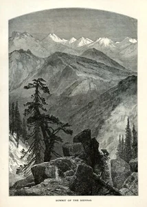Le Sierras, paesaggio storico dell'America occidentale, 1874 antica incisione su legno - Foto 1 di 4