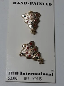 Vintage JHB International Buttons Hand Painted Gold Christmas Tree 93185 - Picture 1 of 3