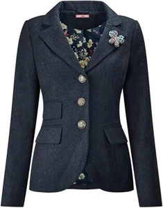 Joe Browns Dark Blue Herringbone Jacket Good! Size 14 - Picture 1 of 7