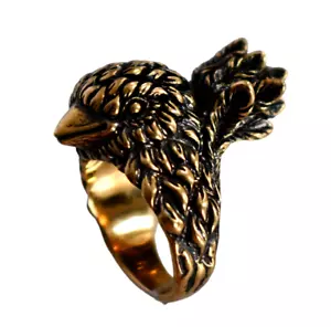 NUOVO Anello COCKTAIL Autentico Gucci invecchiato metallo dai toni dorati a forma di uccellino taglia 10 US-5 - Foto 1 di 14