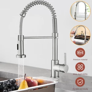Stainless Steel Kitchen Faucet Pull Out Shower Tap 360° Kitchen Mixer Tap - Picture 1 of 12