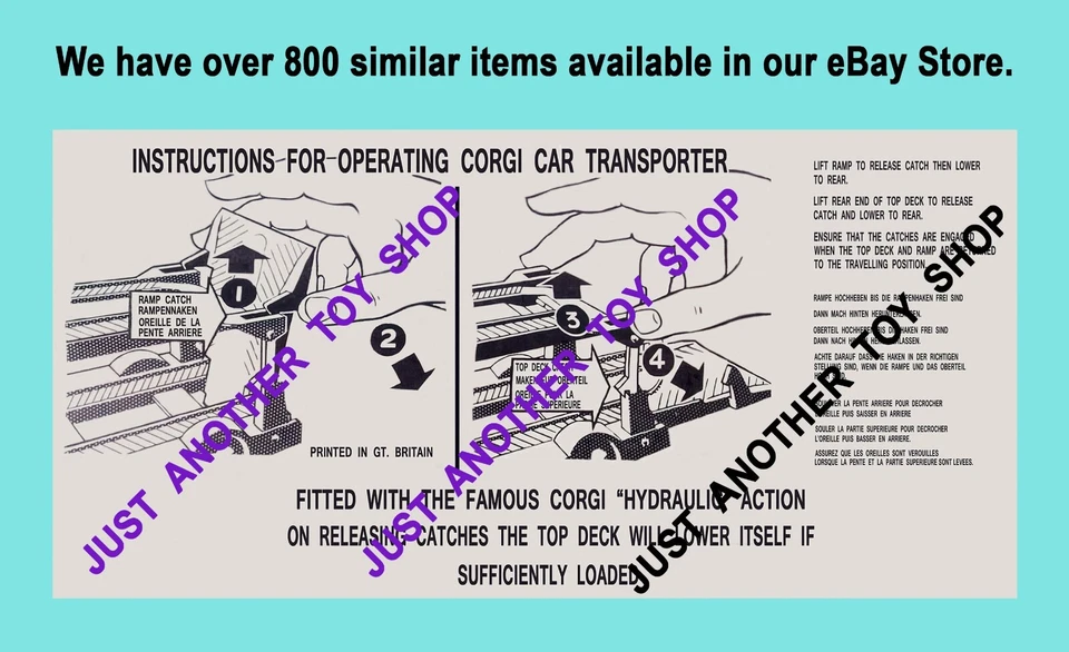 Corgi Toys 1105 Bedford TK Type Corgi Car Transporter Instruction Sheet Leaflet - Image 1 of 1