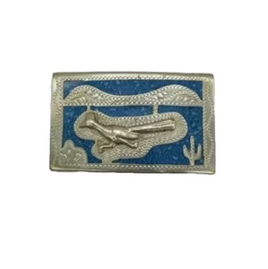 Vintage Cowboy Gürtelschnalle Road Runner InLay South Western Mexico Made - Bild 1 von 7
