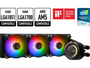 MSI MAG CoreLiquid E360 Black - AIO ARGB CPU Liquid Cooler - Rotating Cap Design - Picture 1 of 5