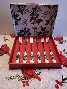 Portmeirion 6 PASTRY FORKS THE HOLLY & THE IVY SET New Old Stock In Box - Picture 1 of 10
