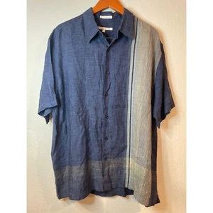 Perry Ellis blaues Leinenhemd mit Kragen Button Down Gr. XL - Bild 1 von 5