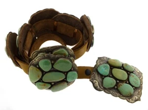 Turquoise Mountain Turquoise Cluster Concho Belt By Navajo Artist Dan Martinez - Picture 1 of 5