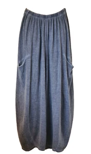 Pantalones italianos de lino lavado Lagenlook bolsillos elásticos en la cintura talla única UK 10-14 - Imagen 1 de 11