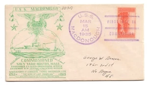 USS MACDONOUGH DD-357 • 1935 Naval GILL CACHET Cover FIRST DAY IN COMMISSION _2 - Bild 1 von 1