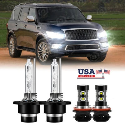 For Acura MDX 2007-2010 2011 2012 2013 4x HID Headlight Bulbs+LED Fog Light Kit - Изображение 1 из 4