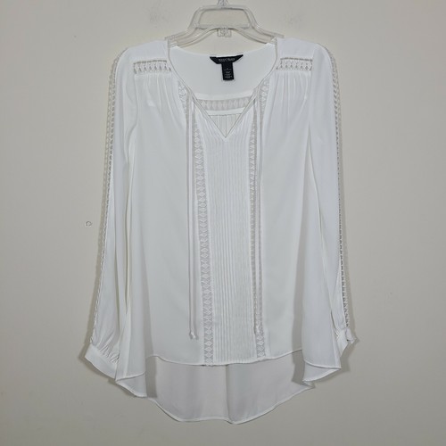 OFF WHITE Camicetta White Ho Black Market maniche lunghe bordo pizzo bianco sporco taglia O