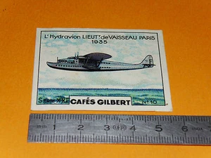 CHROMO 1936 CAFES GILBERT AVIATION HYDRAVION LIEUTENANT DE VAISSEAU PARIS 1935 - Picture 1 of 2