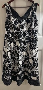 Jones Studio Black & White Fit & Flare Classic Summer Dress Plus Size 14W - Picture 1 of 6