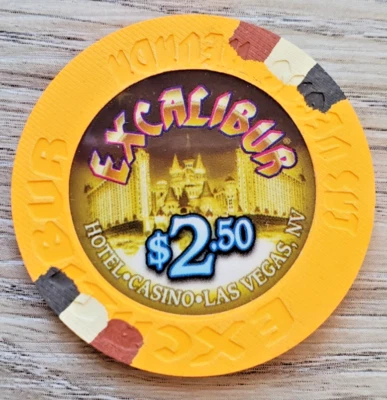 $2.50 Las Vegas Excalibur Hot Orange Casino Chip - Uncirculated - Image 1 of 2