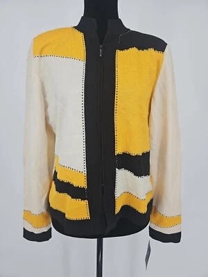 Blazer para mujer Toula suéter de 6 puntos bloque de color amarillo negro detalle de estrás Foto 1 de 4