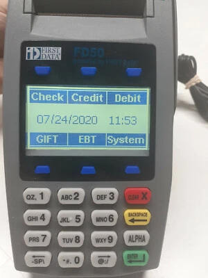 First Data FD-50 Credit Card Processing Terminal No AC Adapter - Image 1 of 4