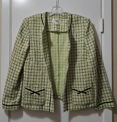 Studio I Women's Light Green/Black Open Blazer Jacket Size 10 - Image 1 of 2