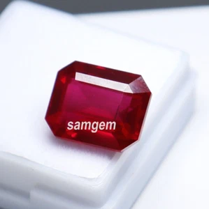 Emerald Cut 8 Ct Burmese Ruby Loose Gemstone Natural Red Ruby From Burma - Picture 1 of 5