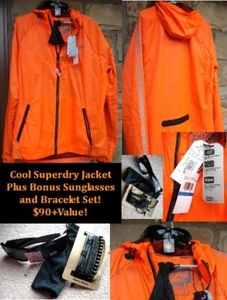 NEW/NWT/HTF SAFETY ORANGE RUNNING/JOGGING FEATHERWEIGHT SUPERDRY JACKET-SZ=XL - Picture 1 of 12