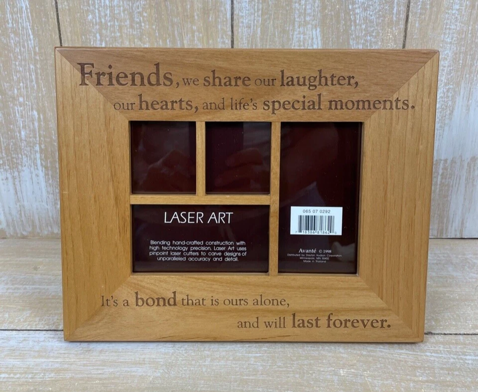 Avante Wooden FRIENDS Laser Art Table Frame 8 x 10 - 4 Photo's Collage / Glass - Image 1 of 4