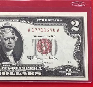 1963A $2 Dollar Bill Legal Tender Red Seal Uncirculated - Picture 1 of 3