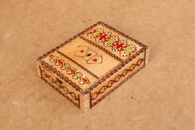 Vintage Box for Playing Cards Wood Box Holder Case Chest Rustic 1970s Communist - Image 1 of 4