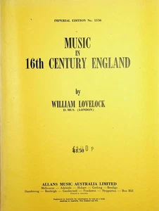 Música en el siglo XVI Inglaterra William Lovelock 1976 compositores instrucción de matrícula - Imagen 1 de 5