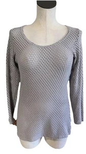 Cynthia Ashby Damen kleines graues künstlerisches Langarmshirt T - Bild 1 von 7