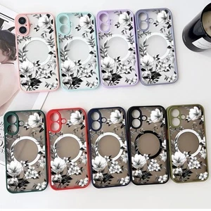 For iPhone 17 16 Pro Max 15 14 13 MagSafe Acrylic Floral Hard Phone Case Cover - Picture 1 of 17