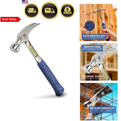 Hammer Claw 16 oz Rip Nail Pulling Prying Demolition Shock Grip - image 1 of 4